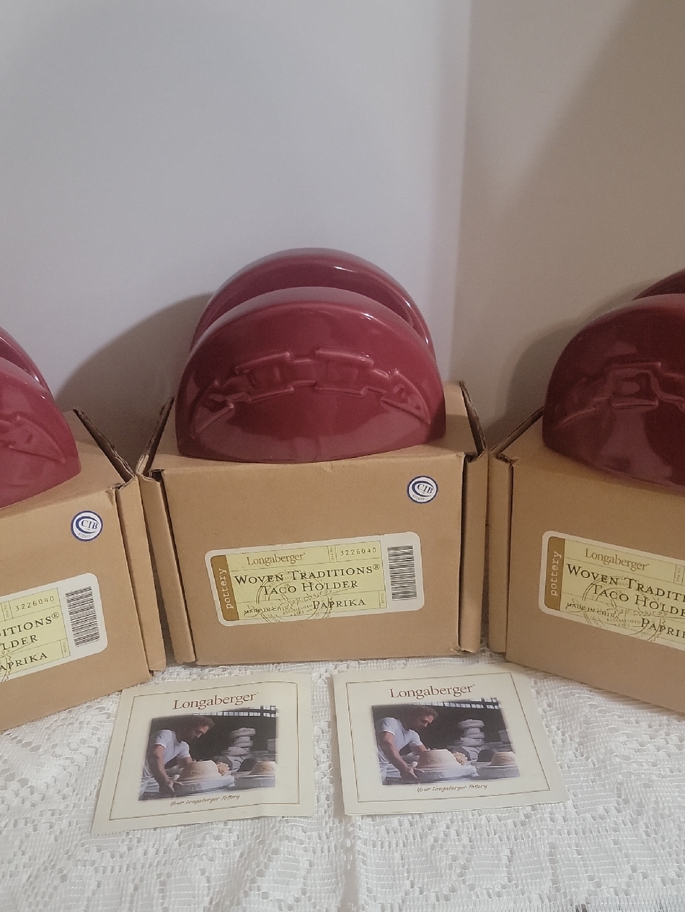 Longaberger Paprika Ceramic Taco Holders - Set of Three